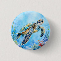 Tartaruga Marinha em Aquarela Subaquática