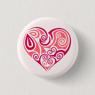 Bóton Redondo 2.54cm Tatuagem tribal rosa símbolo do coração amor fe