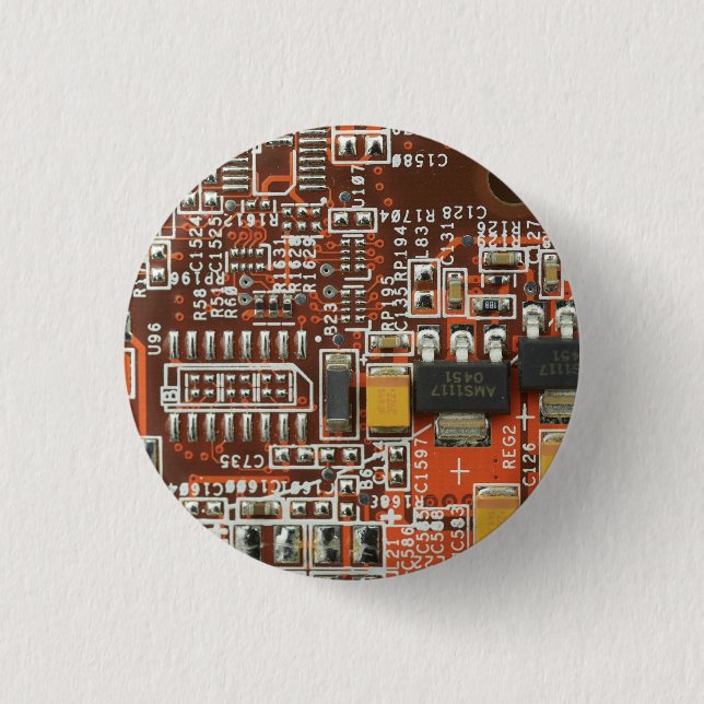 Bóton Redondo 2.54cm Tecnologia de Computador Chip Circuito (Frente)