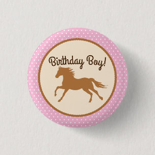 Bóton Redondo 2.54cm Tema da Festa de primeiros aniversarios de Horse P
