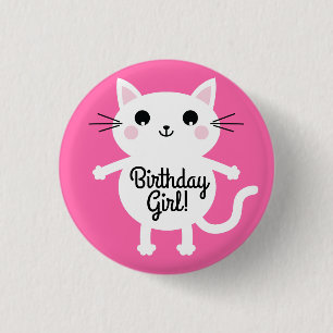 Bóton Redondo 2.54cm Tema de Festa de primeiro aniversario de Gatinho C