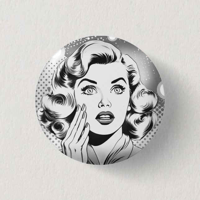 Bóton Redondo 2.54cm tema/design popart retrô (Frente)