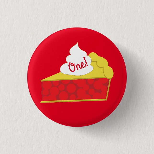 Bóton Redondo 2.54cm Tema do Partido do primeiro aniversario Pie Cherry (Frente)