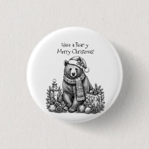 Bóton Redondo 2.54cm Tenha um Natal muito Feliz e Urso