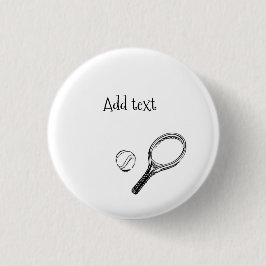 Bóton Redondo 2.54cm Tênis e raquete preto e branco