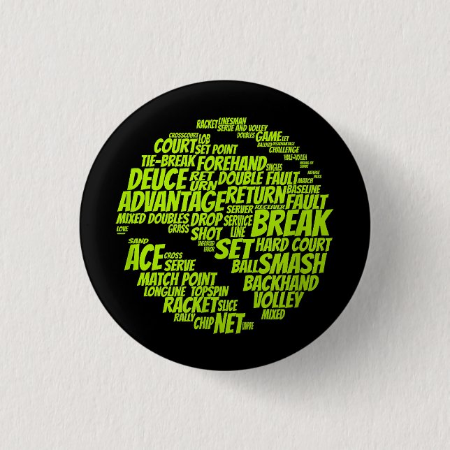 Bóton Redondo 2.54cm Tênis - Termos do Tênis Player Reproduzindo a esfe (Frente)