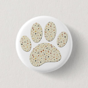 Bóton Redondo 2.54cm Terrazzo Dog Pawprint Art