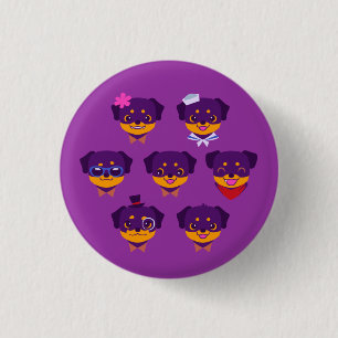 Bóton Redondo 2.54cm Teste padrão roxo do filhote de cachorro de Kawai