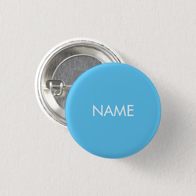 Bóton Redondo 2.54cm Texto de nome personalizado minúsculo branco azul  (Frente & Verso)