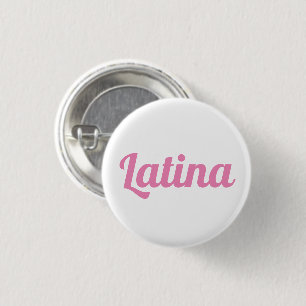 Bóton Redondo 2.54cm Texto de script personalizado latino-rosa e branco