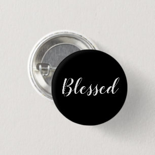 Bóton Redondo 2.54cm Texto de script personalizado preto e branco aben