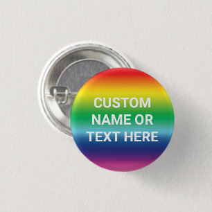 Bóton Redondo 2.54cm Texto personalizado Lgbtq orgulho gay do gradiente