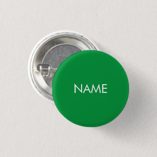 Bóton Redondo 2.54cm Texto simples de nome personalizado verde mínimo