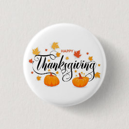 Bóton Redondo 2.54cm Thanksgiving Pin Button — Pumpkin Pin Button