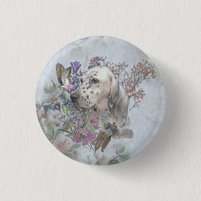 Bóton Redondo 2.54cm The English Setter Portrait , art (Frente)