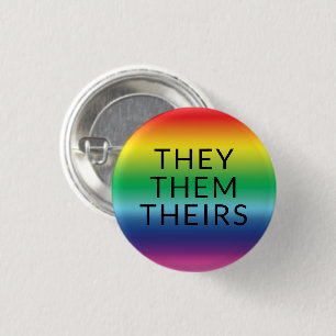 Bóton Redondo 2.54cm They, Them, Theirs gender pronouns rainbow pride