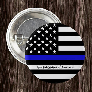 Bóton Redondo 2.54cm Thin Blue Line e polícia de bandeira americana /
