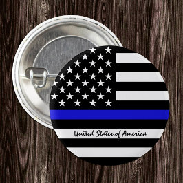 Bóton Redondo 2.54cm Thin Blue Line e polícia de bandeira americana / e