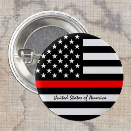 Bóton Redondo 2.54cm Thin Red Line & American Flag Fireman / EUA