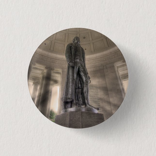 Bóton Redondo 2.54cm Thomas Jefferson Memorial Bronze Estátua (Frente)