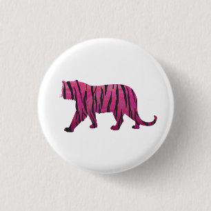 Bóton Redondo 2.54cm Tigre preto e rosa quente Silhouette