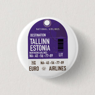 Bóton Redondo 2.54cm Tíquete de viagem Tallinn para Metal Impressão
