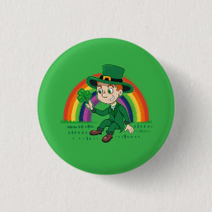 Bóton Redondo 2.54cm Toon leprechaun bonito com shamrock e arco-íris