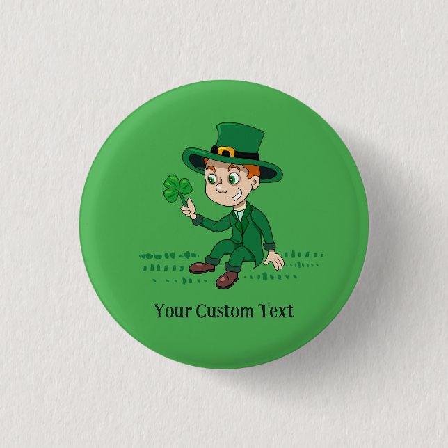 Bóton Redondo 2.54cm Toon leprechaun bonito com shamrock e arco-íris (Frente)