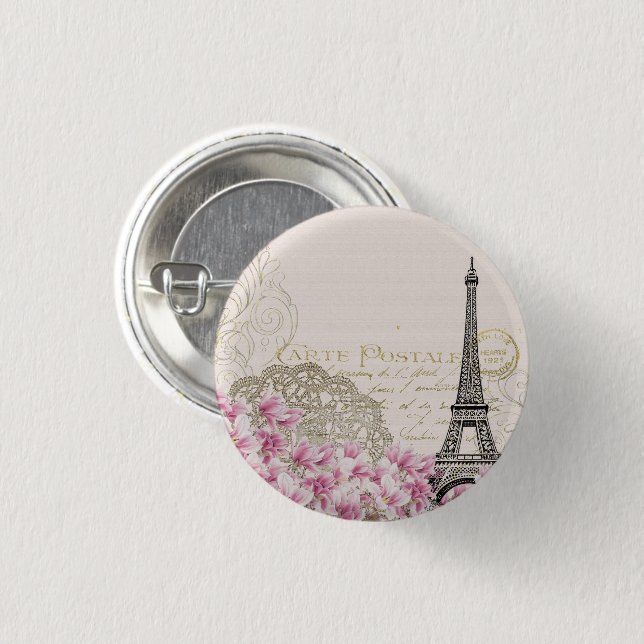 Bóton Redondo 2.54cm Torre Eiffel Melhor Destino de Casamento Paris Eur (Frente & Verso)