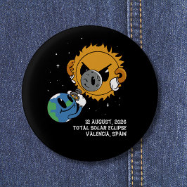 Bóton Redondo 2.54cm Total Solar Eclipse 2026 Spain Photobomb