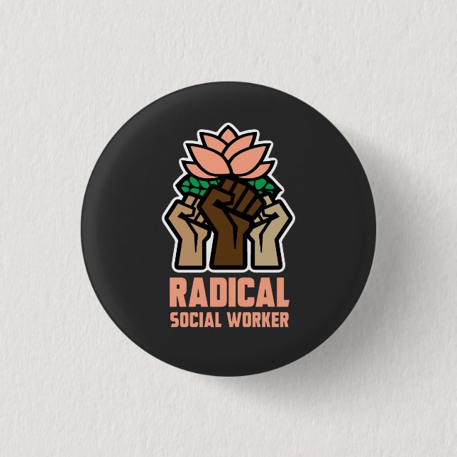 Bóton Redondo 2.54cm Trabalhador Social Radical (Frente)
