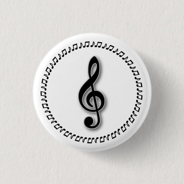 Bóton Redondo 2.54cm Treble Clef Music Note Design (Frente)