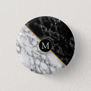 Bóton Redondo 2.54cm Trendent Black & White Marble Stone - Adicionar su