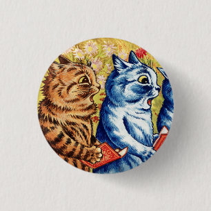 Bóton Redondo 2.54cm Três gatos cantando por Louis Wain 