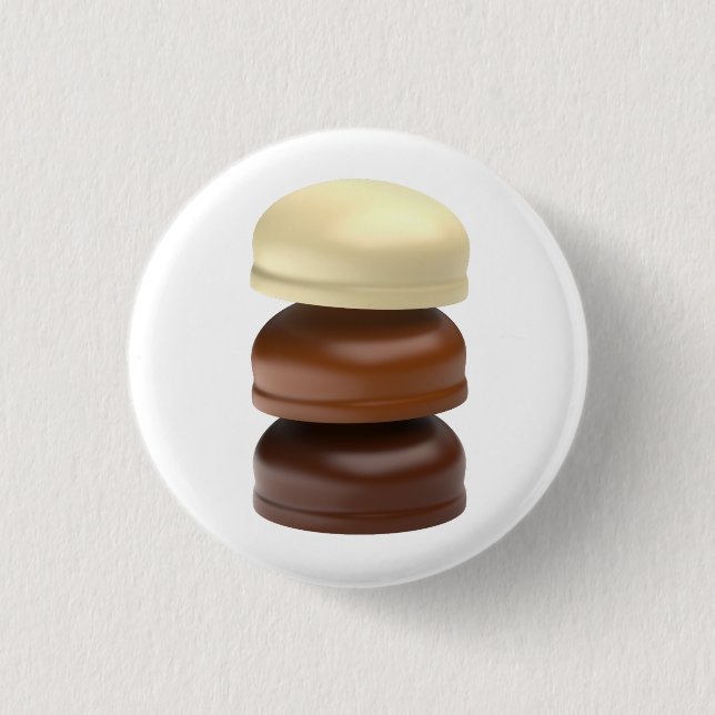 Bóton Redondo 2.54cm Três marshallows revestidos de chocolate (Frente)