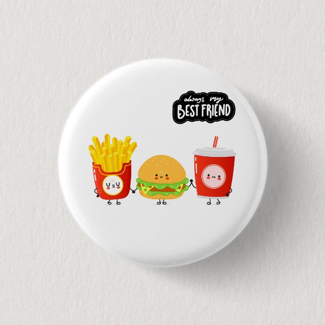 Bóton Redondo 2.54cm Três Melhores Amigos Comida Fofa (Frente)