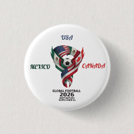 Bóton Redondo 2.54cm Tri-Nation Soccer Fan Buttons | Mexico USA Canada 