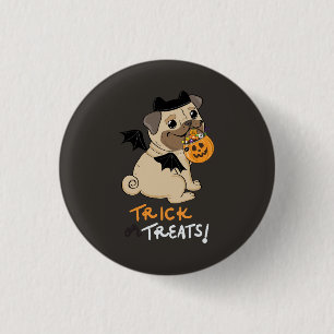 Bóton Redondo 2.54cm Truque ou Tratas Pug Costume