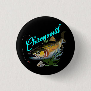 Bóton Redondo 2.54cm Truta Arco-Íris Em Busca De Verme Sanguíneo