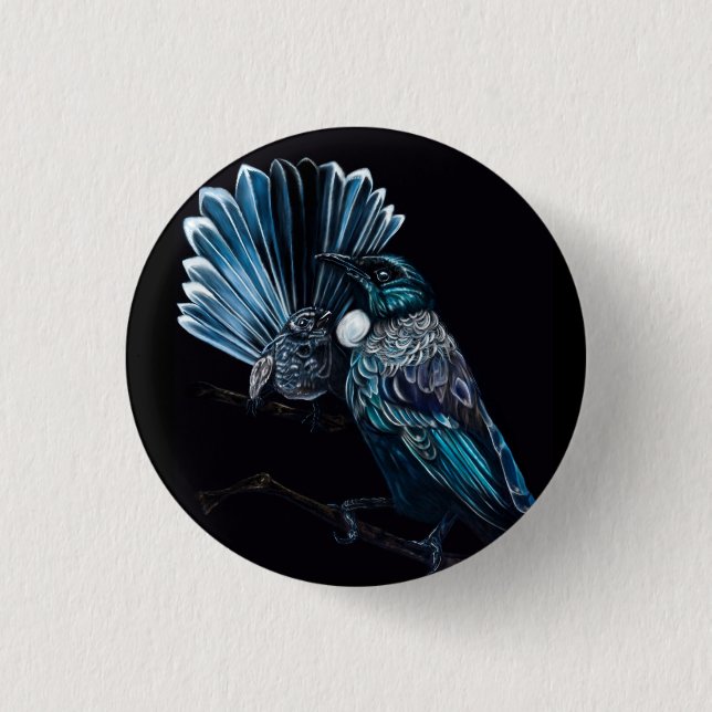 Bóton Redondo 2.54cm Tui E Piwakawaka (Frente)