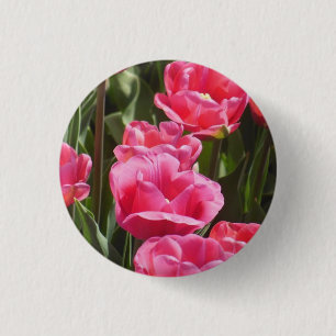 Bóton Redondo 2.54cm Tulipas Rosa