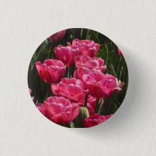 Bóton Redondo 2.54cm Tulipas Rosa