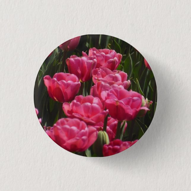 Bóton Redondo 2.54cm Tulipas Rosa (Frente)