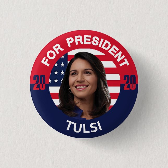 Bóton Redondo 2.54cm Tulsi Gabbard para o presidente (Frente)