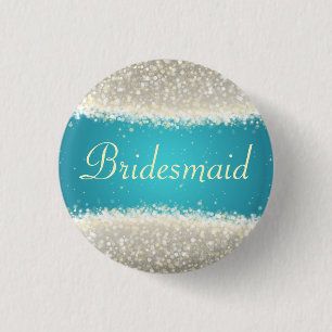 Bóton Redondo 2.54cm Turquesa dos Sparkles do brilho do favor da dama