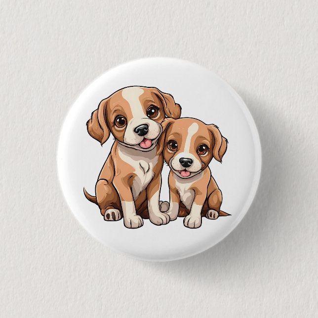 Bóton Redondo 2.54cm TWO PUPPIES button (Frente)