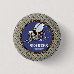 Bóton Redondo 2.54cm U.S. Seabees do marinho
