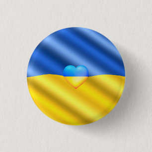 Bóton Redondo 2.54cm Ucrânia - Paz - Bandeira Ucraniana - Apoio à Lib