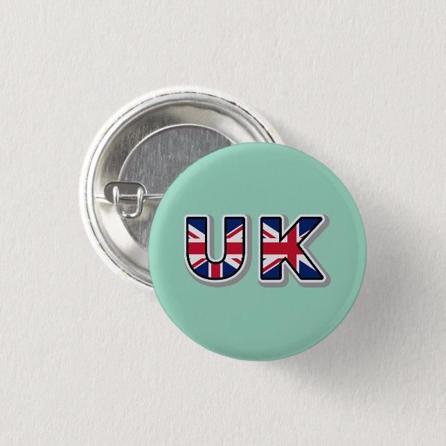 Bóton Redondo 2.54cm UK Flag Union Jack British Pride Round Button (Frente & Verso)