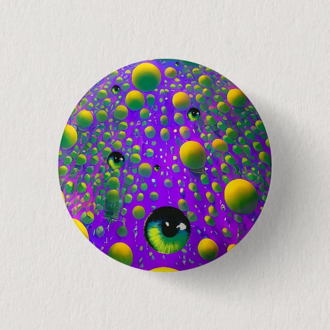 Bóton Redondo 2.54cm Um Cabelo - Arte Surreal Ken Gage (Frente)